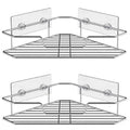 Modern Stainless Steel Corner Bathroom Shower Shelf Wall Mounted Adhesive Triangle Baskets Kitchen Storage Basket