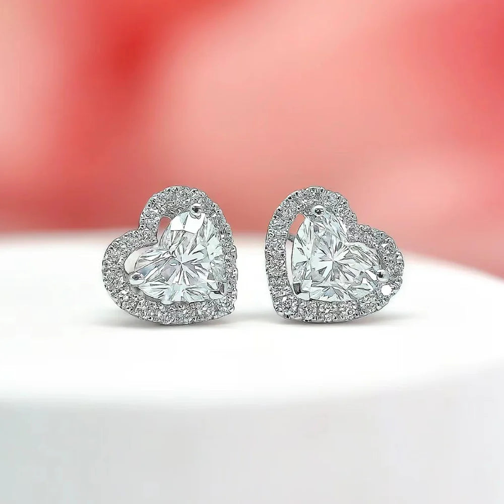 Custom IGI Certificate 14k Gold 1CT Heart Cut Filled Lab Grown Diamond Classic Stud Earrings