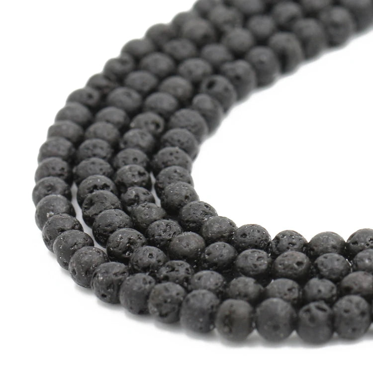 Natural Stone Bead 8mm Round Shape Loose Beads Semi-precious Volcanic Rock Volcanic Lava Stone Strand for Jewelry Making