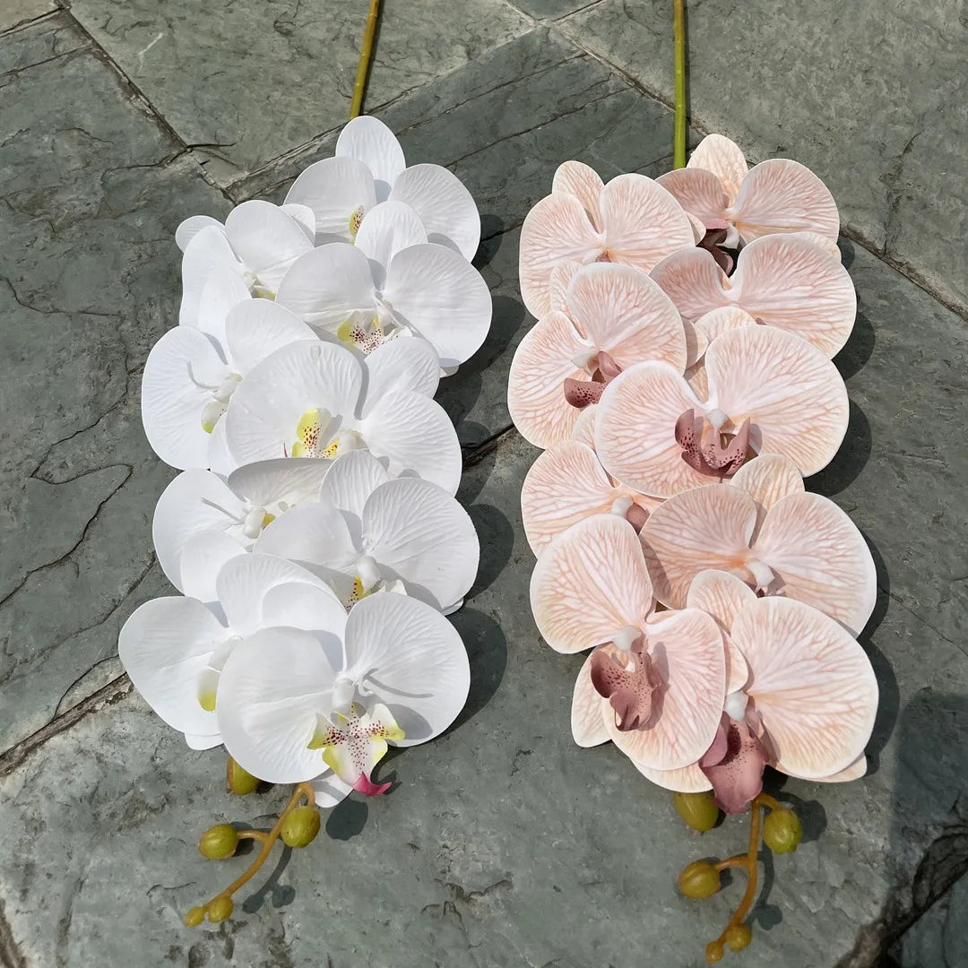Wholesale 9-Headed Orchids Butterfly Flower Long Stem Real Touch Artificial Silk for Home Wedding Graduation Easter Latex Based