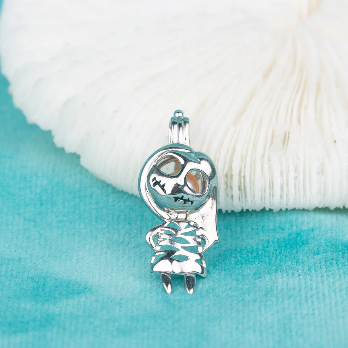 C030073 Sterling Silver Girl Shape Freshwater Pearl Cage Pendant Necklace Jewelry Locket for Pearl Party MegaBDM