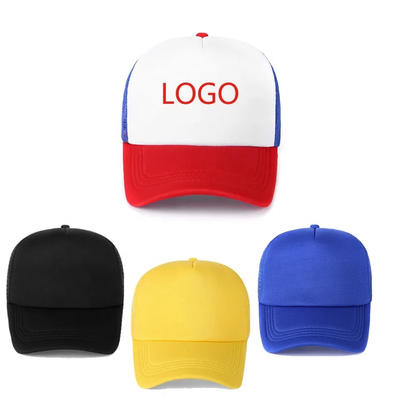 Custom Logo Embroidery Trucker Hat 5 Panel Polyester Hat for Sublimation Foam Mesh Baseball Cap With Logo Blank Trucker Hats