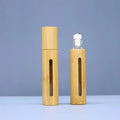 Customized logo 5ml 10ml  Bamboo  Roller on Lip Oil Glass Bottle  with Natural Bamboo Screw Cap Stainless Ball  for Lip Oil