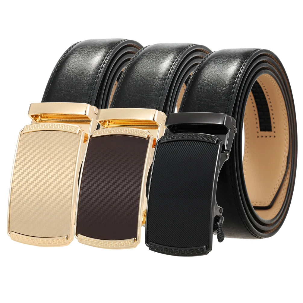 LY36-0191-1 OEM Genuine Leather Cowhide Mens Belts With Automatic Buckle