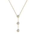 Fashion IP Plating Stainless Steel 18K Gold Plated Y Shaped 3 Zircon  Pendant Necklace