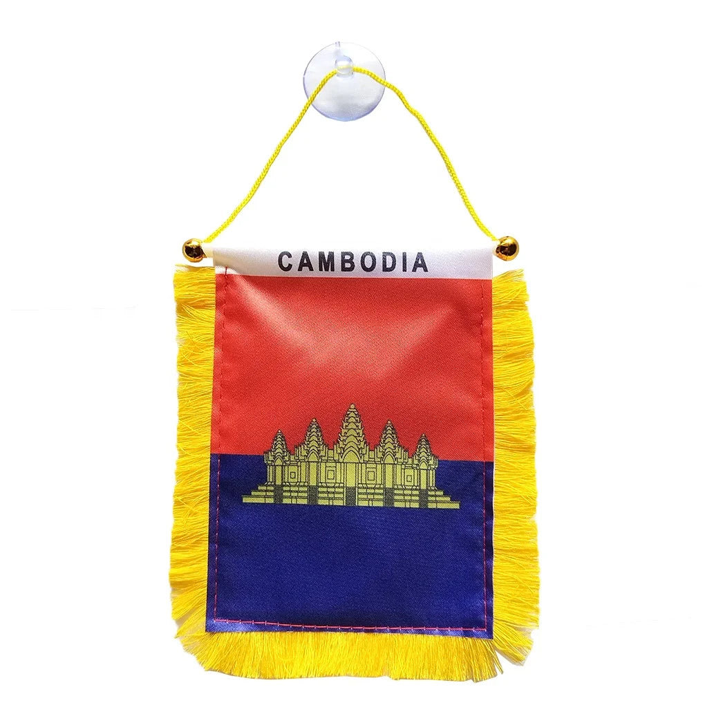 Mini World Flags 4''x6'' KHM Pennants Hanging in Car-Cambodia Cambodian Flag