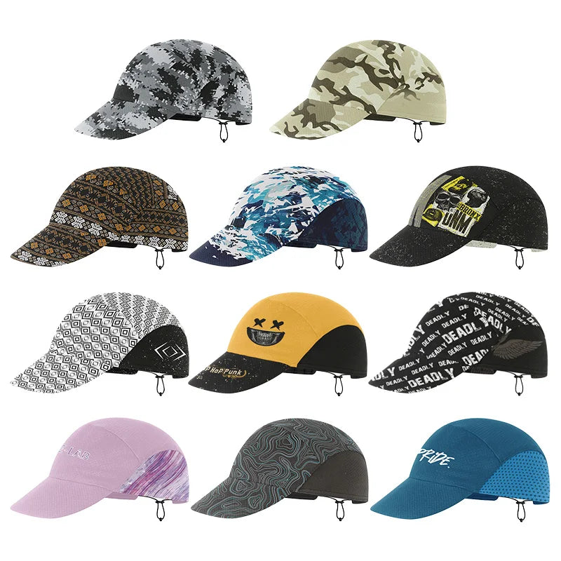 Wholesale Fiber Four-way Stretch Mountaineering Sports Cap Foldable Golf Peaked Sublimation Cycling Camping Fishing Hat UV