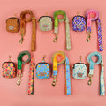 MIDEPET Cute Bright Dog Leash Poop Bag Holder Kit Floral Printed Double Sided New Year Valentine's Day Gift Polyester Ribbons