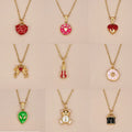 Trendy Style 18K Gold Plated Enamel Bear Lock Necklace Gift Stainless Steel Red Enamel Heart Pendant Necklaces for Women