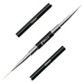 Black Double Head Nail Art Liner Brush with Metal Handle 10mm&20mm Drawing Brush Liner Nail Brush