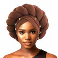African Good Quality Women Turban Big Braid Headwraps With Jewelry Accessories Polyester Headscarf
