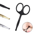 Stainless Steel Mini Portable Curved Mustache Nose Ear Hair Remover Scissor Trimmer Safety Tips Black/sliver/gold Beauty Tools