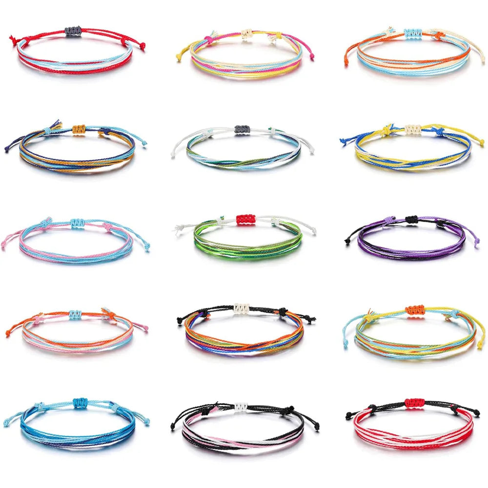 Eco-Friendly Bohemian Style Bracelet Waterproof Wax Wire Braided Bracelet Anklet Summer Surf Foot Rope
