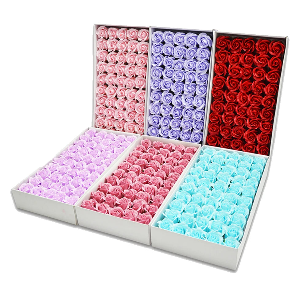 INUNION Factory Wholesale Flower Soap Roses Gift Box 50 Pcs Soap Rose Flower Gift Boxrose Petal Soap Flowers Box