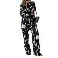 2piece Set Spring New  Women's Fashion Loose Sleeve Shirt High Waist Wide Leg Trouser Set
