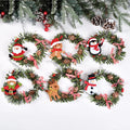 Christmas Decorations Christmas Wreath Pendant Santa Claus Elk Round PVC Pendant Christmas Tree Pine Cone Pendant