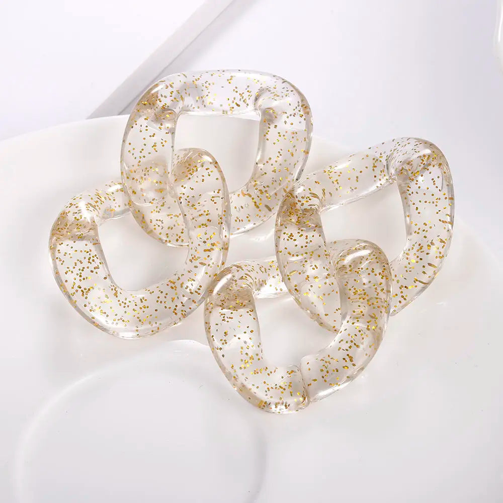 Wholesale Popular Fashion Gold Sequins Transparent Gold Foil Chain CUSTOM Charm Acrylic Earrings for Women