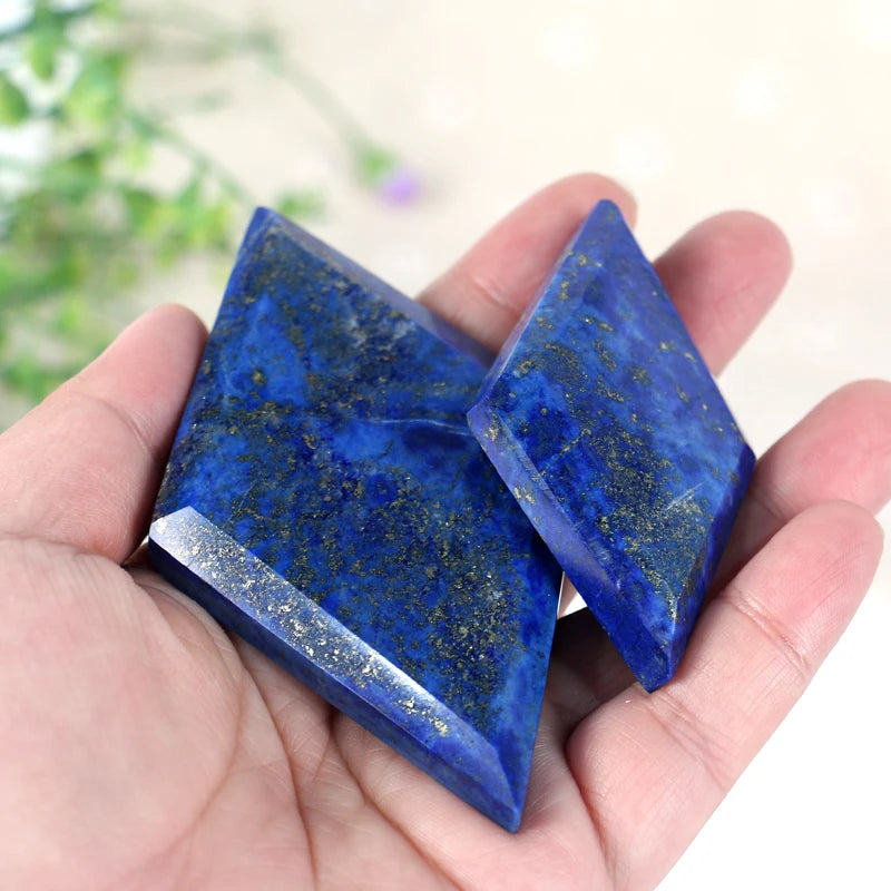 Factory Direct Natural Crystal Craft Rhomboid Slab Lapis Lazuli Slices for Meditation