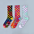 OEM Fashion Trend Novelty Checkered Tie Dye Crew Calf Tube Sports Skateboard Socks for Men