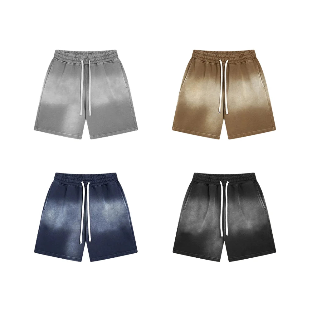 2025 Spray Dye Do Old Men's Shorts Wash Water Retro Cotton Loose Men's Trousers