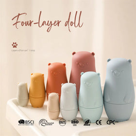 PGJ1163 Educational Silicone Nesting Doll Stacking Toys for Parents Children Early Educational Animals & Nature Theme 0-6 Months