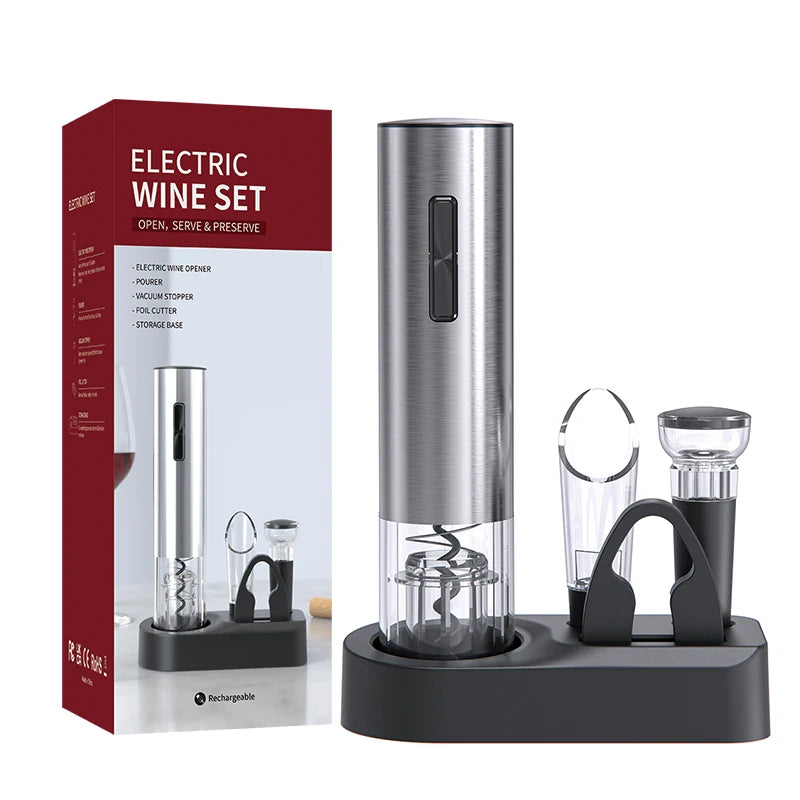 2026 Stainless Steel Electric Bottle Opener Customized Multi-functional Gift Box Wine Bottle Opener Set