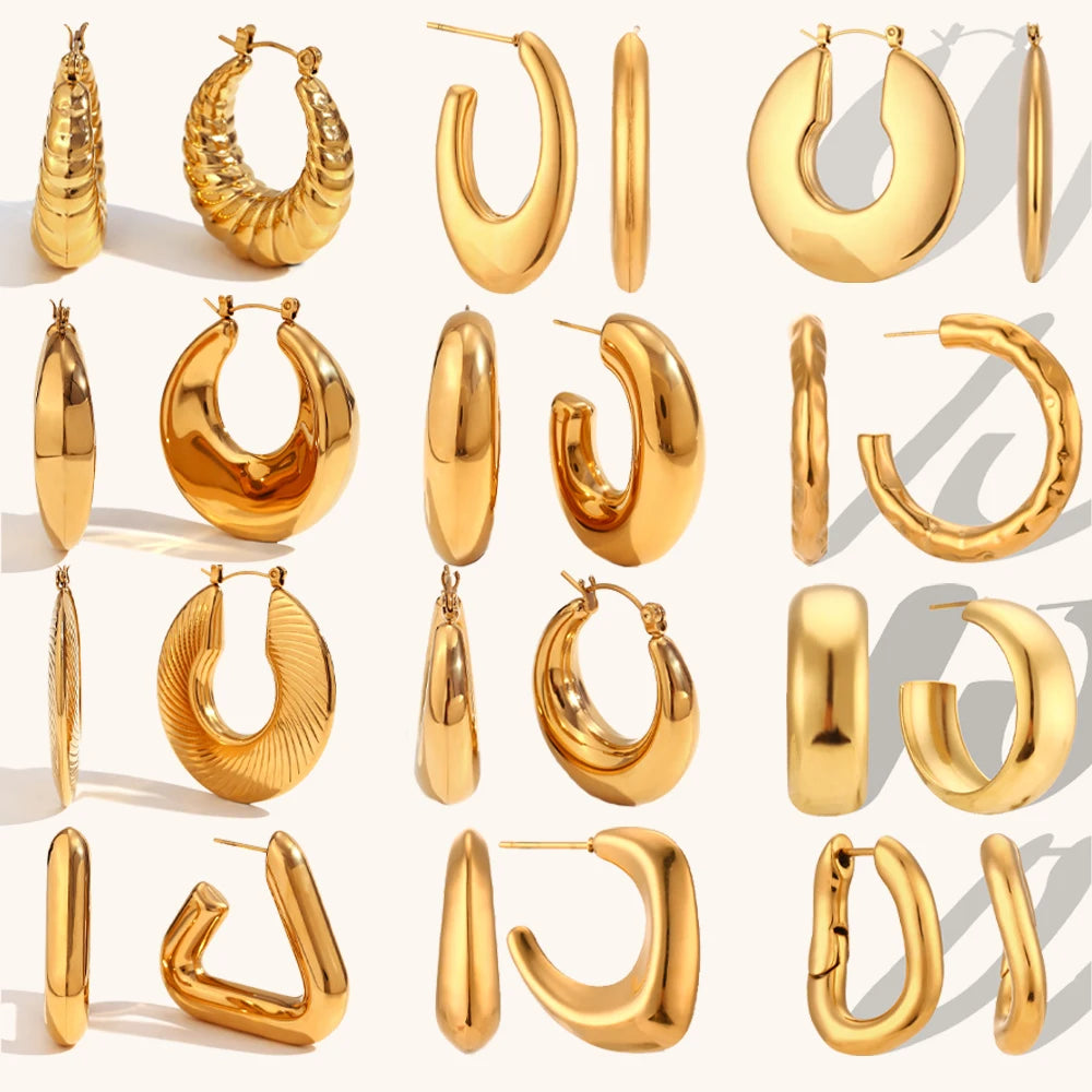 Dingran Factory Price Wholesale Minimalist Earring Set 18K PVD Gold Plated Stainless Steel Earrings for Women