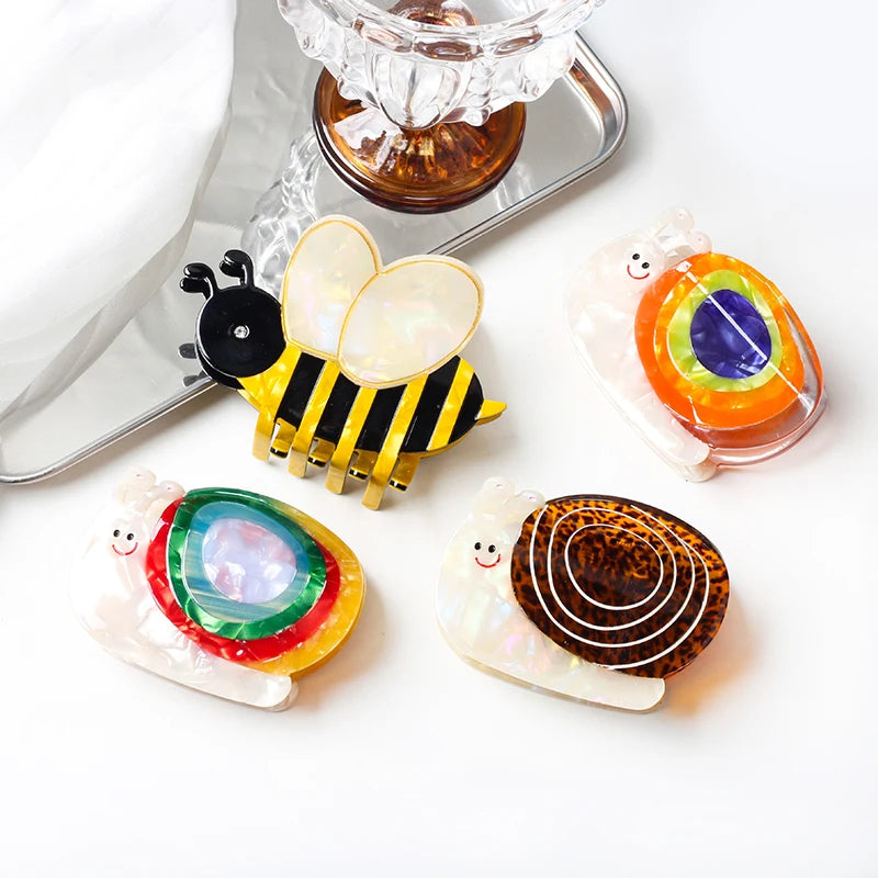 10cm Individual Bumblebee Snail Insect Haarklammer Cute Sweet Spliced Shark Claw Acetate Fashion Girl Hair Accessories Wholesale