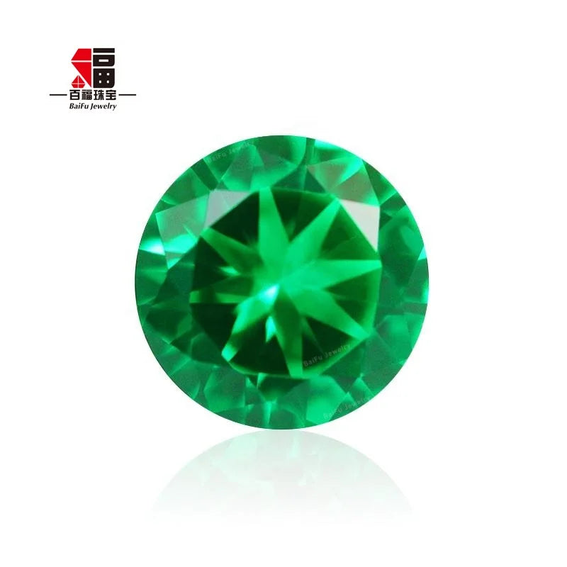 Baifu Jewelry Wholesale Price Emerald Round Green Nano Gems