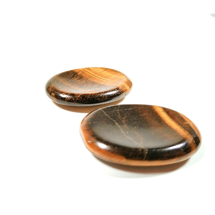 2025 Bulk Wholesale Natural Crystal Palm Stone Semi-precious Thumb Yellow Tiger Eye Worry Stone