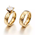 SC 18K Gold Plated Wedding Engagement Rings Couple Ring Set Stainless Steel Zircon Diamond Ring Jewelry for Men Women