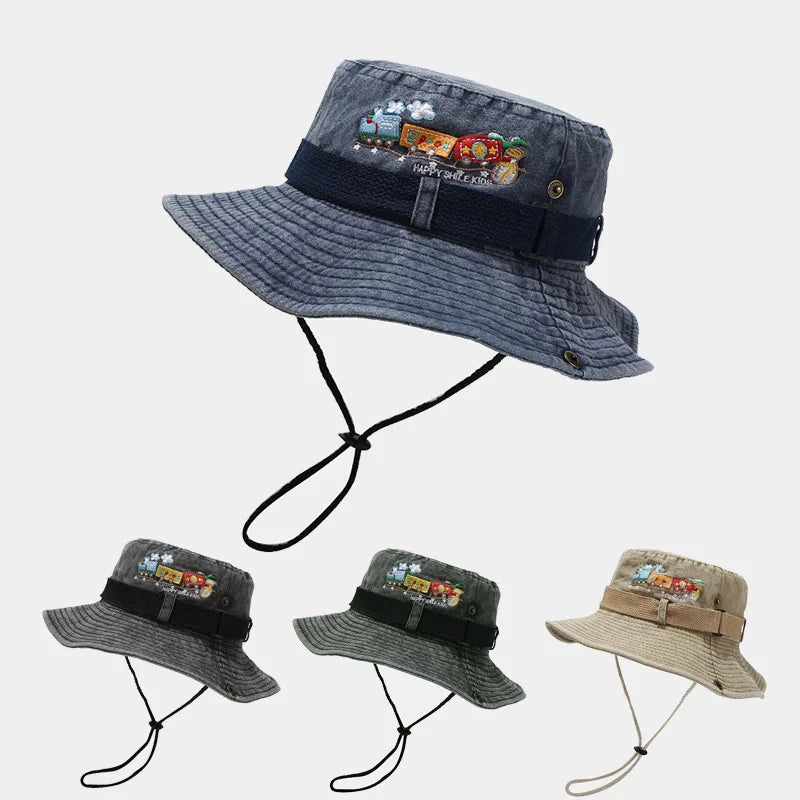 Gorras Wholesale  Foldable Jean Distressed Washed Cotton Denim bob Fishing Hats Custom Embroidery logo Bucket Hat With String