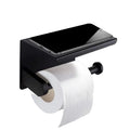 Modern Wall Mounted Stainless Steel Toilet Paper Holder Stand with Shelf for Bathroom