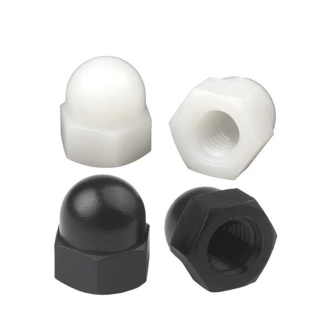 1/4-20 7/16" 5/16" Inch White Black Plastic Nylon 66 Furniture Decorative Dome Cap Nut M4 M6 M8