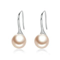 Fashion Round Freshwater Pearl Drops Earrings White Mother of Pearl 925 Sterling Silver Dangle Jewelry for Women