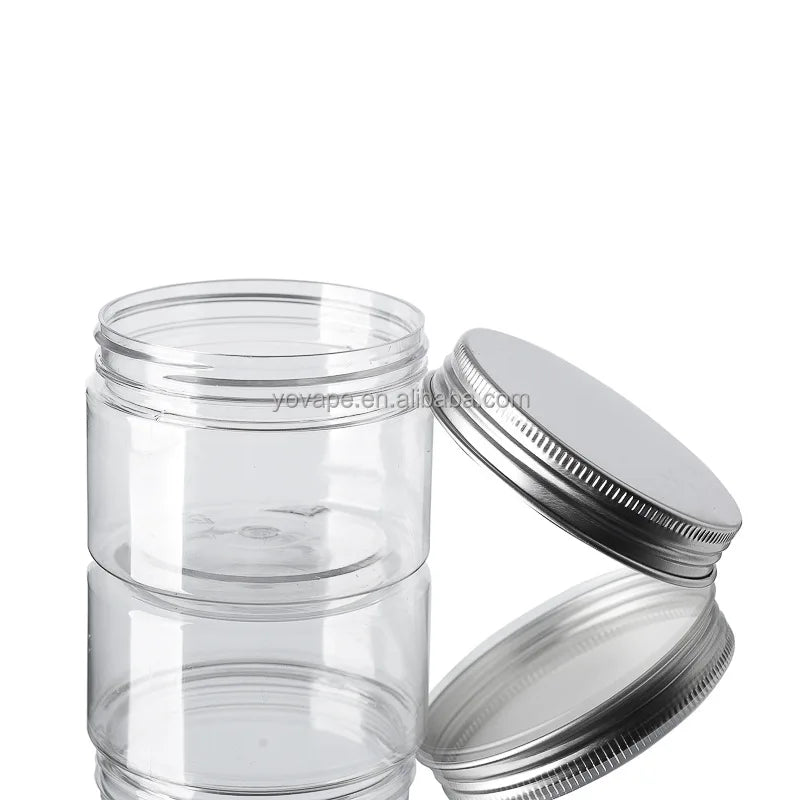 RTS Straight Side Food Grade Diameter 60mm Wide Mouth 50 g 50 ml 50 Gram 50g Spice clear Plastic Jar With Silver Cover Lid