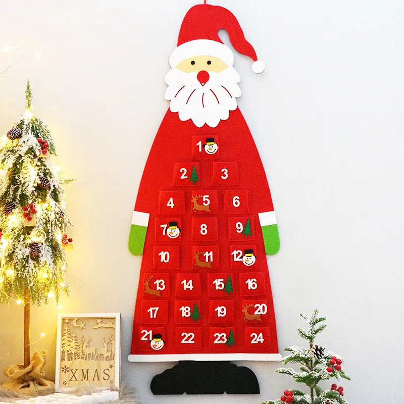 24 Day Advent Calendar Santa Felt Pendant for Christmas Decoration Pendant Countdown