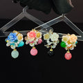 Ilona Beautiful Artificial Crystal New Trendy Earrings Vintage Gold Plated Colorful Stud Earrings for Women