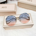 GWTNN OEM Lunettes Transparent Rimless Oversized Fashion Rimless Color Sunglasses