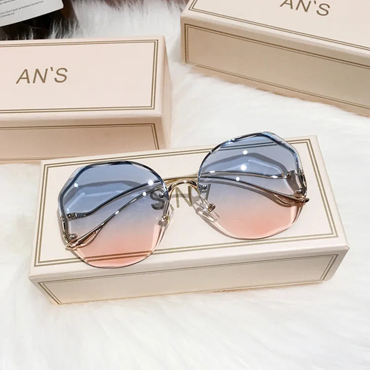 GWTNN OEM Lunettes Transparent Rimless Oversized Fashion Rimless Color Sunglasses