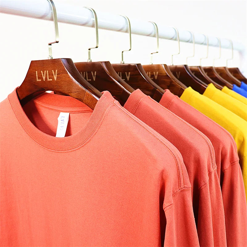 High Quality 230gsm Cotton Men's T-Shirt Custom Logo Printed Oversized Long Sleeve Plain T-Shirt Men's Blank T-Shirt for Custom