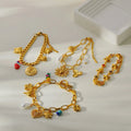 Wholesale 18k Gold Stainless Steel Star Charm Bracelet Chain Link Heart Flower Pendant Bracelet