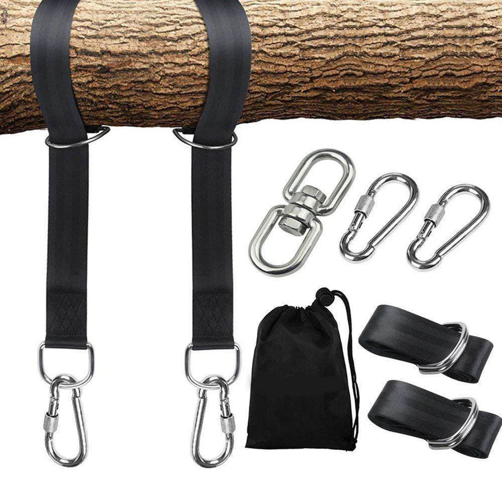 Heavy-Duty Adjustable Outdoor Tree Swing with Durable Webbing Safety Rope Hanging Straps for Kids