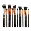 HMU Dropshipping Hot Sell 10pcs Black Gold Cruelty Free Soft Marble Plastic Cheap Makeup Brushes