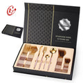 High End Luxury Royal Pointed Tail Pink Handle Flatware Set Stainless Steel Gold Cutlery Set for Wedding
