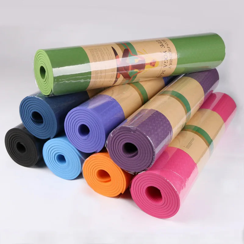 In Stock Wholesale TPE Yoga Mat Eco Friendly Yoga Pilates Mats for 183*61*0.6CM Fitness Accessories Workout Sport