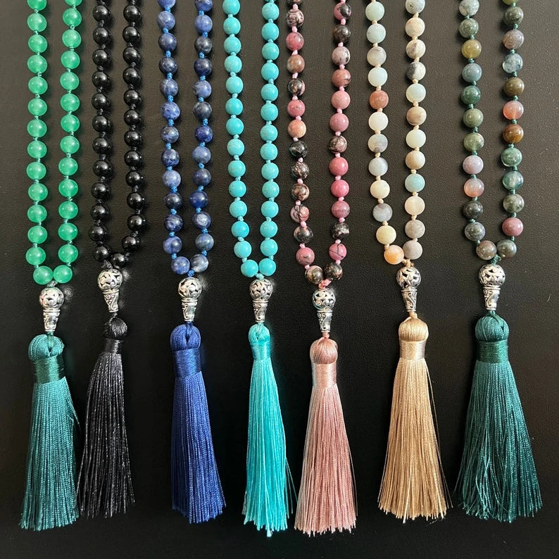 Juice Hand Made Nature Stone Beads 6mm Handmade 108 Mala Beads 108 Beads Mala Prayer Tassel Necklace Mala Necklace