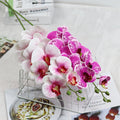 O-B004 INS Popular 9 Heads Phalaenopsis Orchid Artificial Flowers Single Stem Real Touch Latex Butterfly Orchid Plants