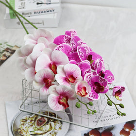 O-B004 INS Popular 9 Heads Phalaenopsis Orchid Artificial Flowers Single Stem Real Touch Latex Butterfly Orchid Plants