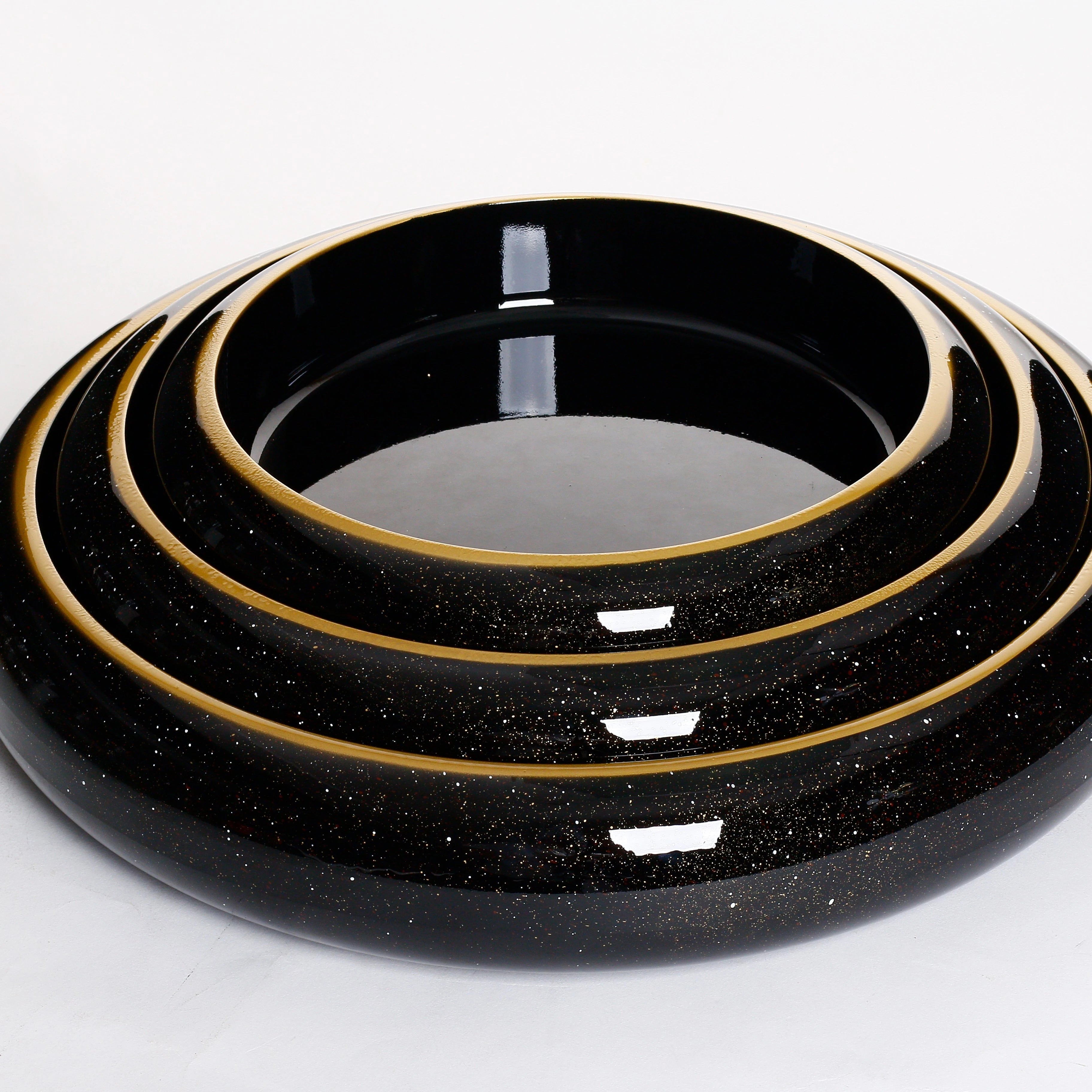 Black Japanese Style Sashimi Shining Ice Tray Plate Sushi Resin ABS Tray Plastic Sushi Sashimi Serving Platter